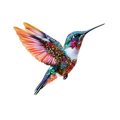 Obraz premium Colorful Hummingbird with Vibrant Plumage Against Black Background