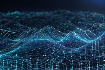 Naklejka premium Cyber Big Data Flow with Blockchain Data Fields in a Futuristic Network Environment