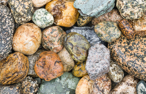 Colorful rocks along a stream in Colorado