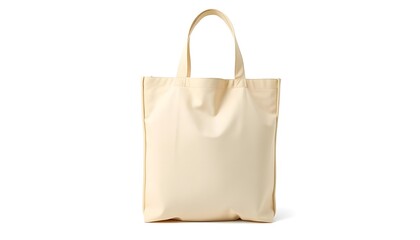 Eco Friendly Beige Colour Fashion Canvas Tote Bag Isolated on White Background.