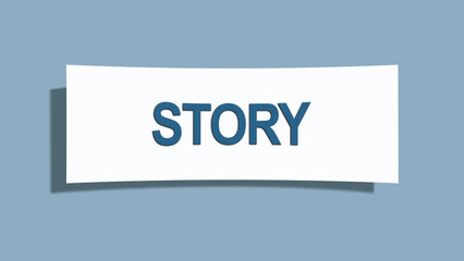 Story. A card isolated on blue background.