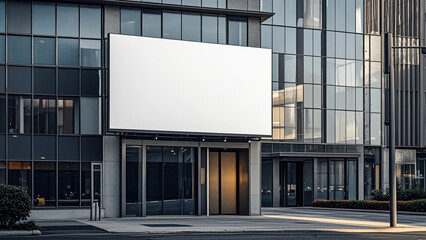 Blank billboard sign mockup in the urban environment, on the facade, empty space to display your advertising or branding campaign
