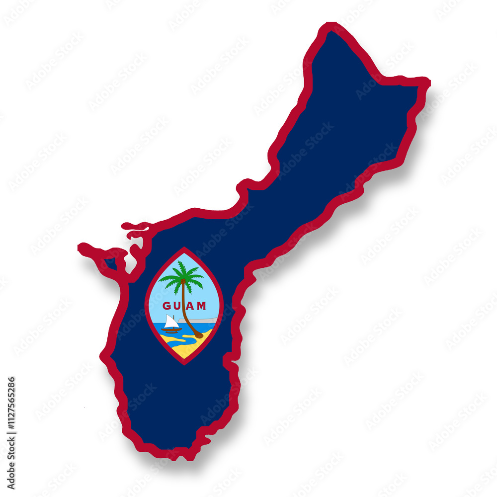 Poster guam flag map with clipping path