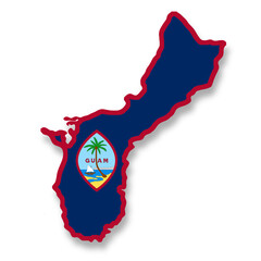 Guam flag map with clipping path