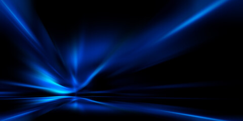 Blue spectrum lights tech black party club neon lights abstract wave technology background, black background 