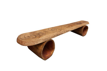 Wooden bench isolated on white background. Art style