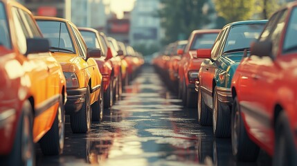 Cars in a row. Used car sales