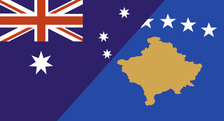 Flag of Australia and Kosovo. Two Flag Together. Political relations