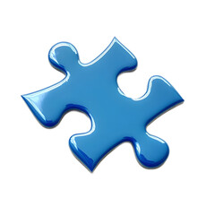 Obraz premium Glossy Blue Puzzle Piece on White Background for Creative Concepts