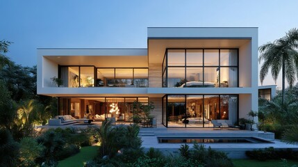 Contemporary villa with a rooftop garden.