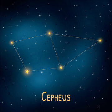 Cepheus constellation of cepheus in the night sky with starry background.