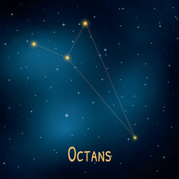 Octans constellation in night sky: stars and cosmic patterns for astronomy enthusiasts.