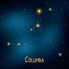 Bright stars of columba constellation in a dazzling night sky. © Kepler