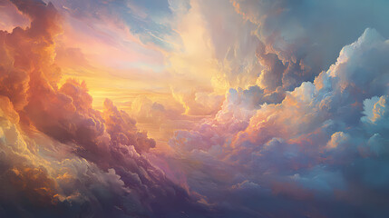 Dreamy sky surreal clouds pastel colors fantasy landscape ethereal scene soft clouds celestia. Celestia. Illustration