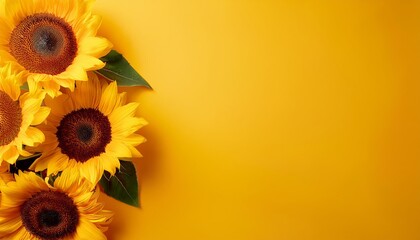 Sunflowers on yellow background  