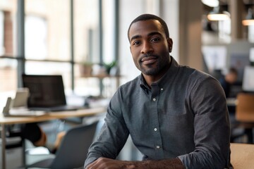 Data Scientist in Action - An African American man coding in a modern workspace, driving innovation through AI.