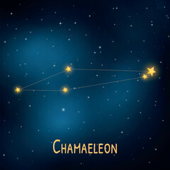 Chamaeleon constellation in starry night sky. © Kepler