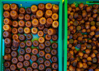 Canele, French pastry flavored with rum and vanilla, specialty of Bordeaux region, France