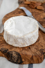 French soft Camembert cheese, original Camembert de Normandie made from raw cow milk