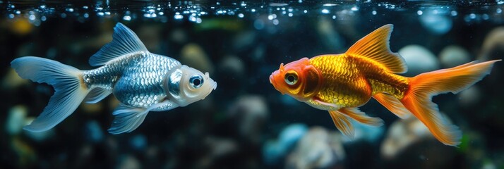 Fototapeta premium Solitary Goldfish: A Symbol of Diversity and Discrimination in a World of Isolation and Exclusion