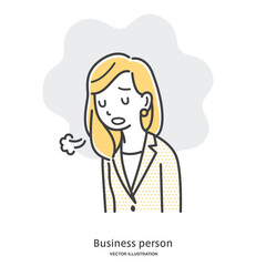 ため息をつき落ち込む女性会社員