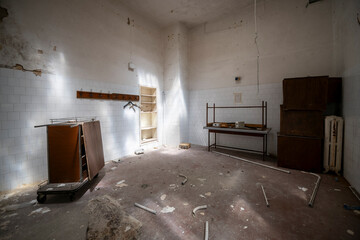 Old abandoned Renaissance huge hotel in northern Italy