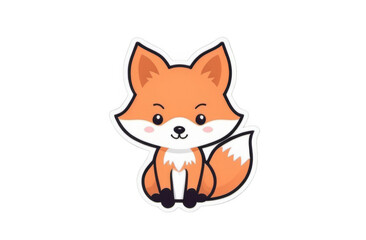Obraz premium Cartoon fox sitting on white background sticker