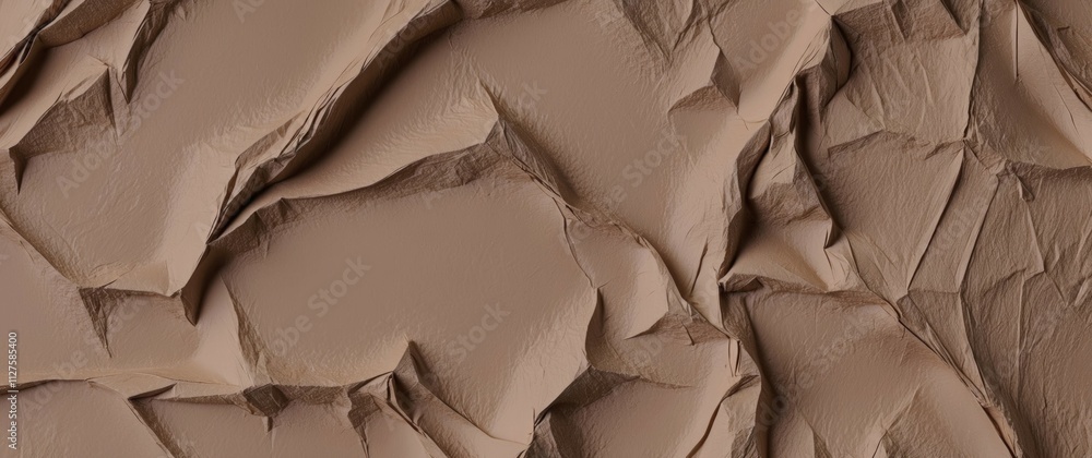 Poster textured abstract design with mocha mousse color showcasing crumpled paper surface in earthy tones i