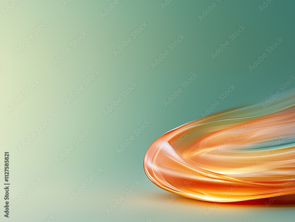 Poster abstract flowing design with vibrant orange and teal swirls representing motion and energy suitable 