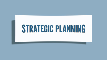 Strategic Planning.. A card isolated on blue background.