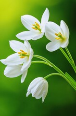 Fototapeta premium A bouquet of white flowers with green leaves