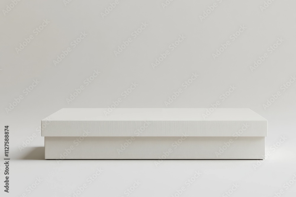 Poster empty white flat box with hinged flap closure on clean background - ideal for branding and advertisi