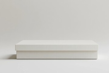 Empty White Flat Box with Hinged Flap Closure on Clean Background - Ideal for Branding and Advertising Mockups