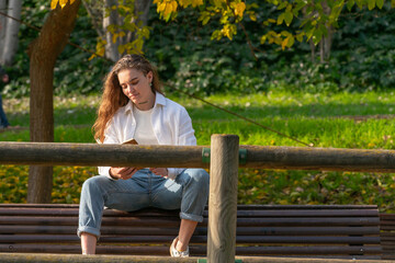 Peaceful reading on a sunny autumn day