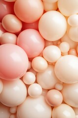 A close up of many white and pink balloons