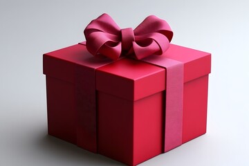 Obraz premium A vibrant red gift box adorned with a large pink bow, symbolizing celebration and giving.