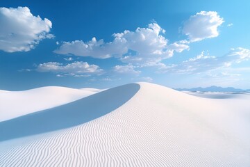 A beautiful, serene desert landscape with a large, white hill in the middle