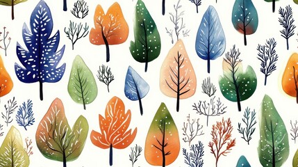 Abstract background, forest watercolor, geometric pattern, seamless patterns.
