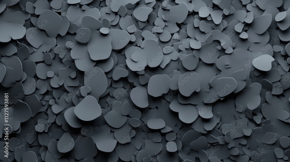 Poster abstract gray shapes create a textured, layered pattern, ai