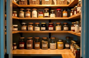 Obraz premium Practical and stylish pantry for effortless hospitality. 