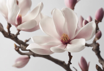 Obraz premium Collection of magnolia flowers isolated on transparent or white background