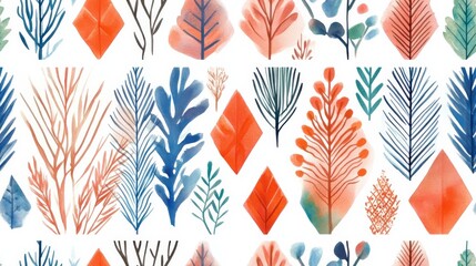 Obraz premium Abstract background, forest watercolor, geometric pattern, seamless patterns.