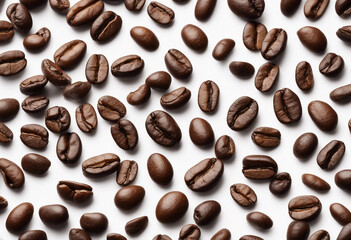 Obraz premium Collection of coffee beans isolated on white background