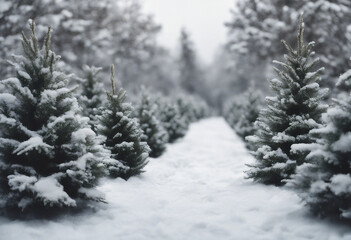 Collection of christmas Trees with Snow isolated on transparent or white background