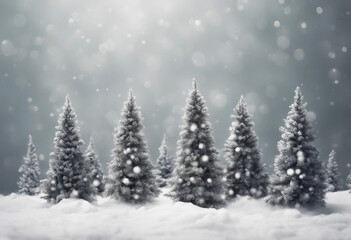 Collection of christmas Trees with Snow isolated on transparent or white background
