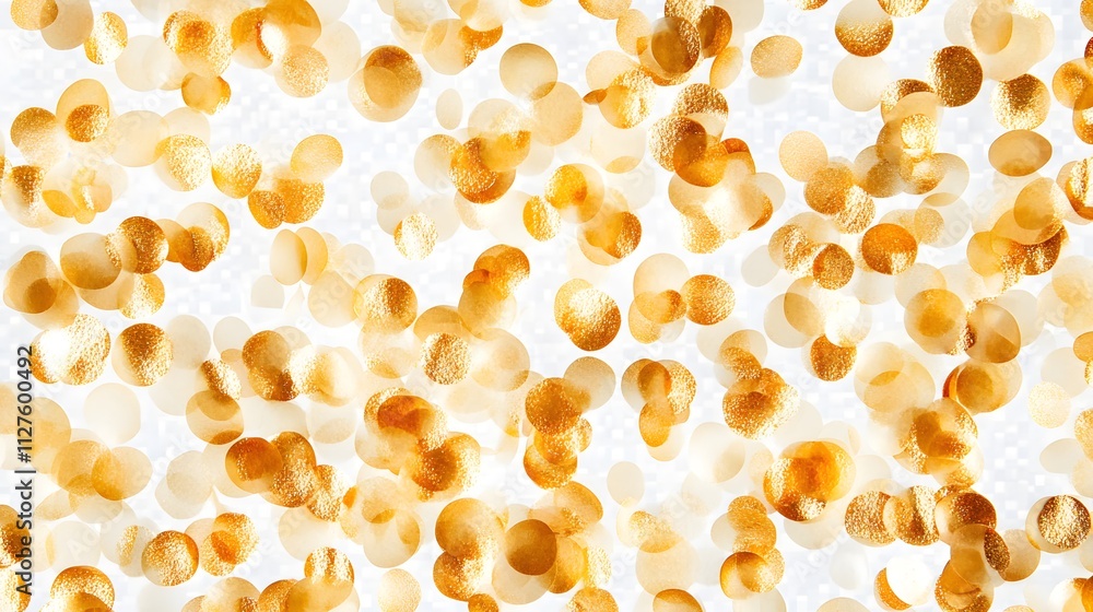 Poster abstract pattern of golden circles on a light background, evoking a sense of warmth and texture.