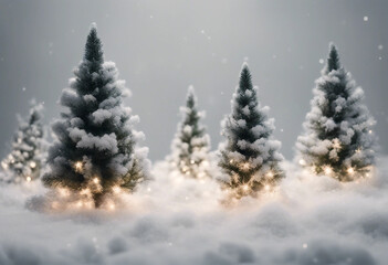 Obraz premium Christmas Trees with Snow isolated on transparent or white background