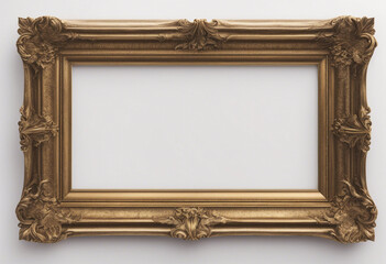 Antique gold picture frame isolated on white background