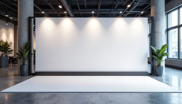 Trade show banner mockup in modern office space