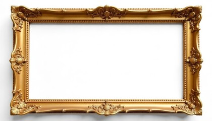 Ornate Gold Picture Frame Against White Background